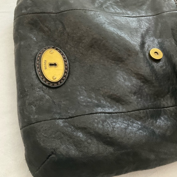Fossil Black Leather Crossbody with Brass Accent - Picture 5 of 16